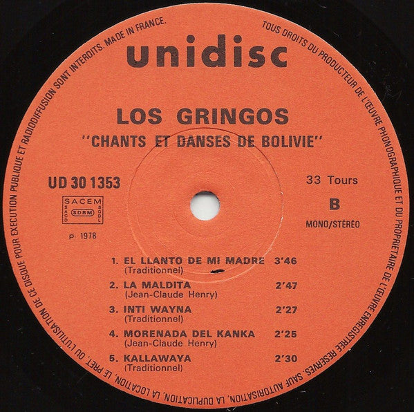Los Gringos (4) : Chants Et Danses De Bolivie (LP)