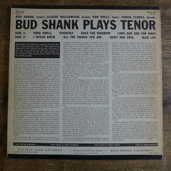 Bud Shank : Plays Tenor (LP)