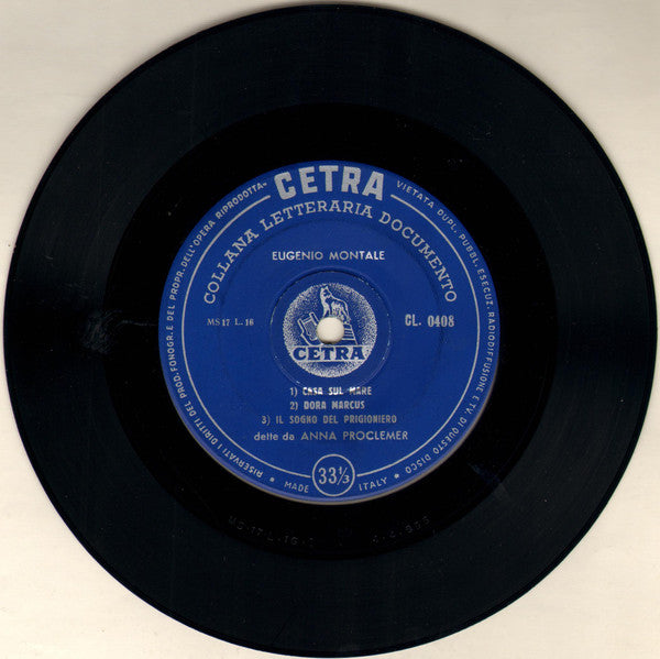 Anna Proclemer : Eugenio Montale Detto Da Anna Proclemer (7", RE)