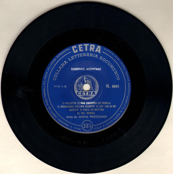 Anna Proclemer : Eugenio Montale Detto Da Anna Proclemer (7", RE)