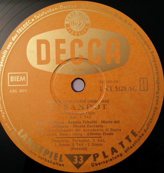 Puccini* – Inge Borkh, Renata Tebaldi, Mario Del Monaco, Alberto Erede : Turandot (3xLP, Mono + Box)
