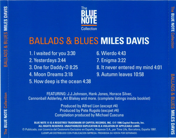 Miles Davis : Ballads & Blues (CD, Comp, RE)