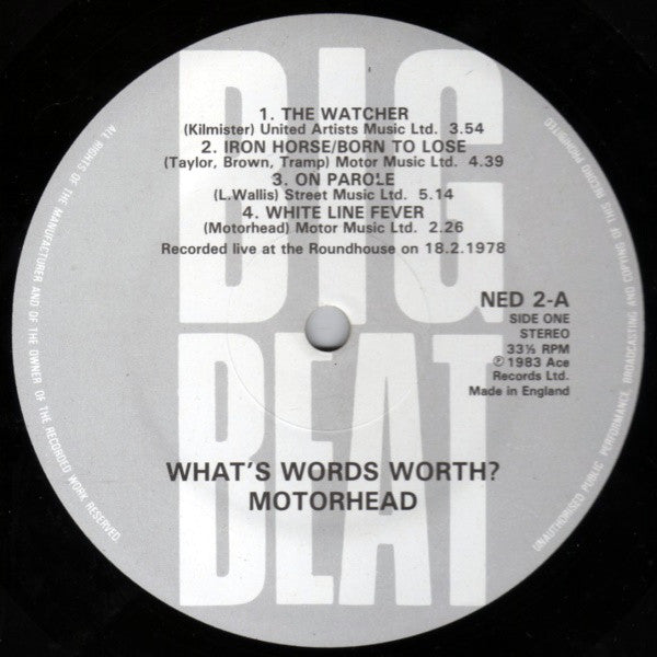 Motörhead : What's Words Worth? (Recorded Live 1978) (LP, Album)