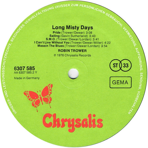 Robin Trower : Long Misty Days (LP, Album)