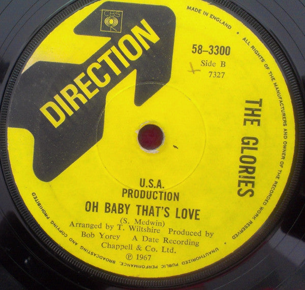 The Glories : Sing Me A Love Song (7", Single, Sol)