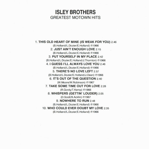 Isley Brothers* : Greatest Motown Hits (CD, Comp, RE)