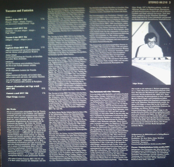 Johann Sebastian Bach - Edgar Krapp : Toccaten Und Fantasien Für Cembalo (LP)