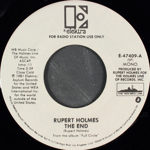 Rupert Holmes : The End (7", Mono, Promo)