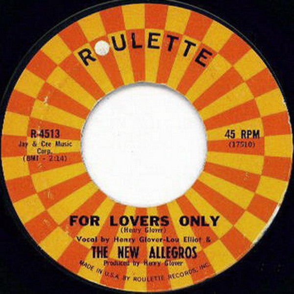 The New Allegros : For Lovers Only (7", Ora)