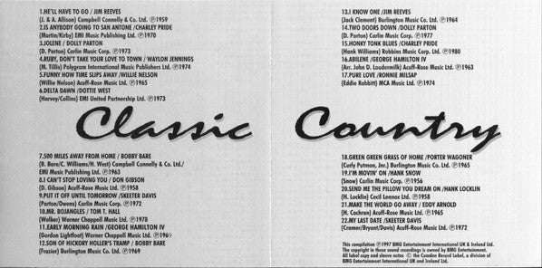Various : Classic Country (CD, Comp)