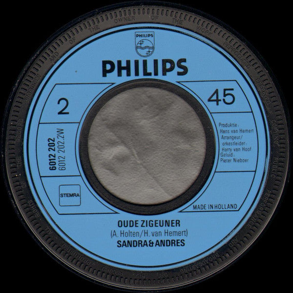 Sandra & Andres : Als Het Om De Liefde Gaat / Oude Zigeuner (7", Single, Blu)