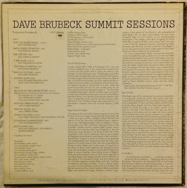 Dave Brubeck : Summit Sessions (LP, Album, RE)