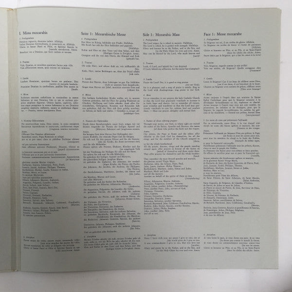 Coro De Monjes Del Monasterio De Santo Domingo De Silos, Ismael Fernández De La Cuesta : Altspanische Liturgie (Ancient Spanish Liturgy);Misa Mozarabe; Melodias Liturgicas (LP, Gat)