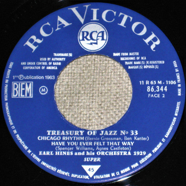 Earl Hines And His Orchestra : Treasury Of Jazz No. 33  (7", EP, Mono)