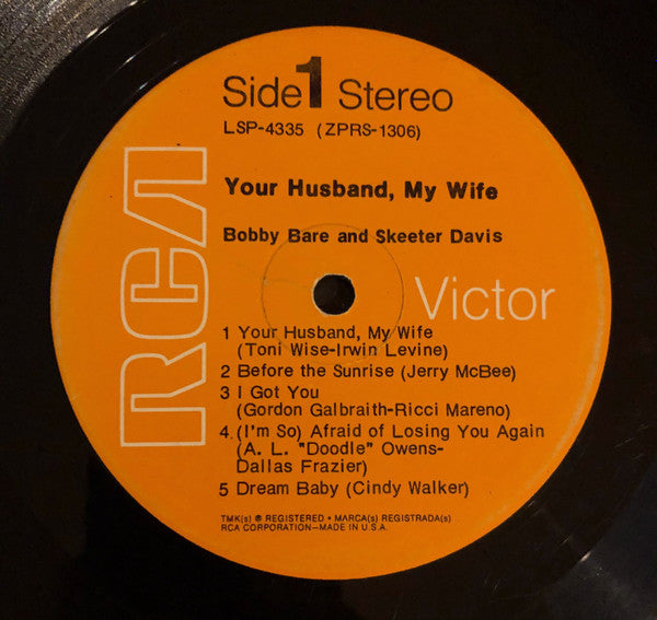 Bobby Bare And Skeeter Davis : Your Husband, My Wife (LP, Album)