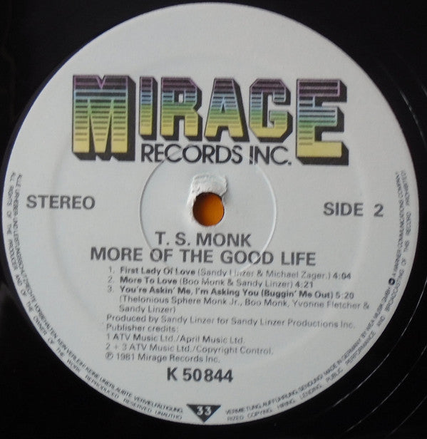 T.S. Monk : More Of The Good Life (LP, Album)