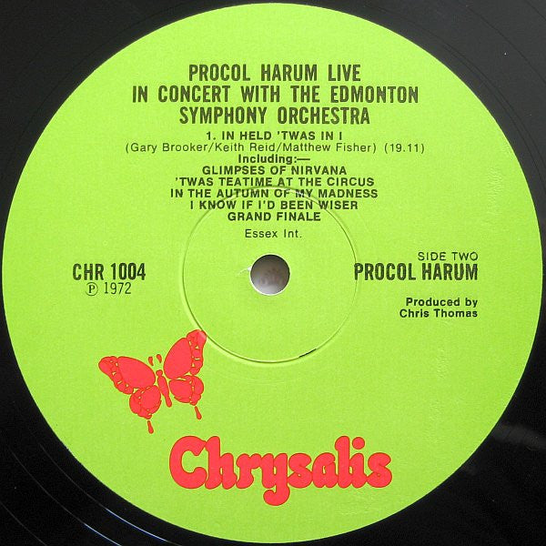 Procol Harum In Concert With The Edmonton Symphony Orchestra : Live (LP, Album, RE)
