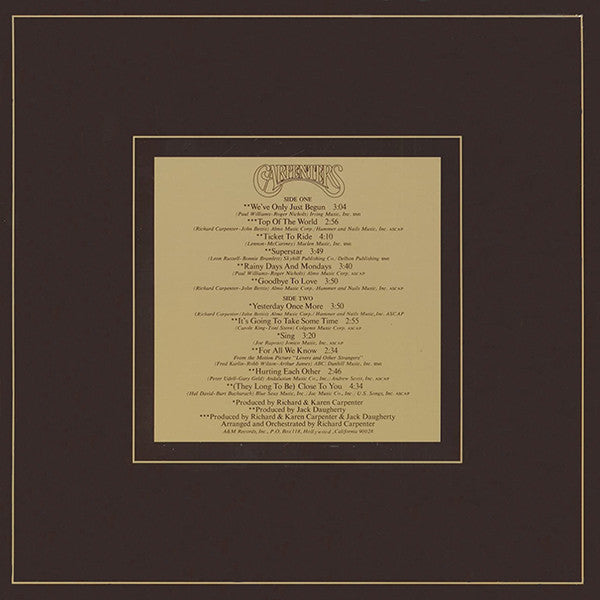 Carpenters : The Singles 1969-1973 (LP, Comp, RE, Gat)