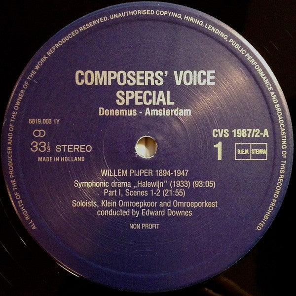 Willem Pijper : Symphonic Drama “Halewijn” (2xLP)