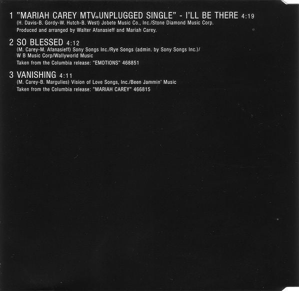 Mariah Carey : I'll Be There (MTV Unplugged) (CD, Maxi)
