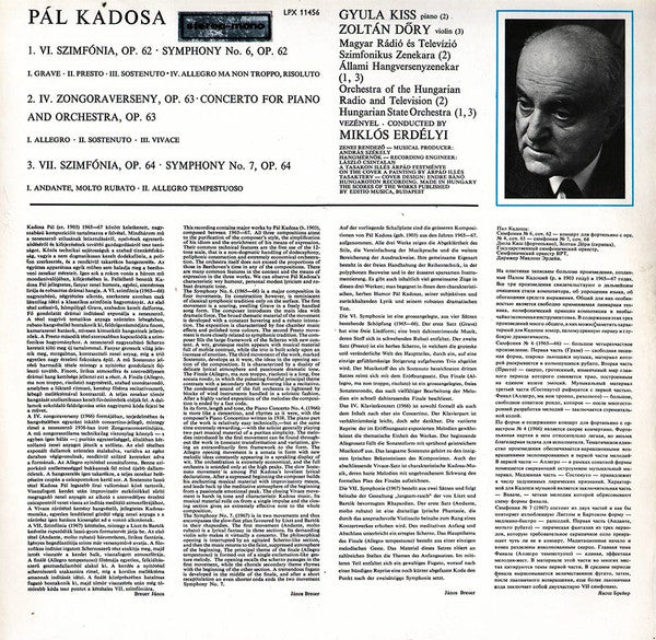 Kadosa Pál : Symphony No.6,Op.62/Piano Concerto No.4,Op.63/Symphony No.7,Op.64 (LP, Album)
