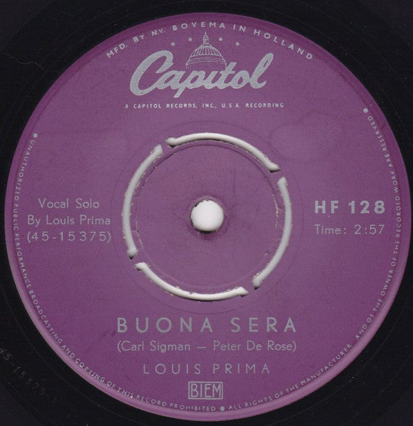 Louis Prima : Oh Marie / Buona Sera (7", Single)