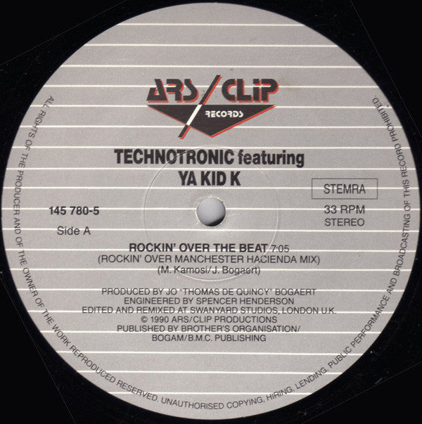 Technotronic Featuring Ya Kid K : Rockin' Over The Beat (The Bernard Sumner "Rockin' Over Manchester" Remixes) (12", Maxi)
