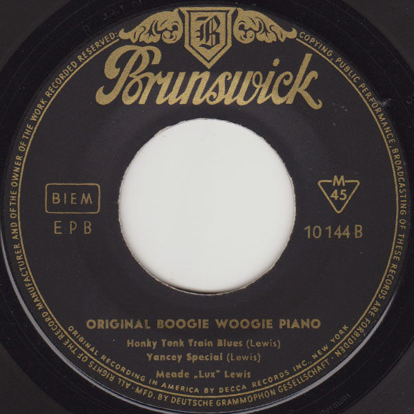 Pete Johnson And Meade "Lux" Lewis : Original Boogie Woogie Piano (7", EP, Mono, RP)