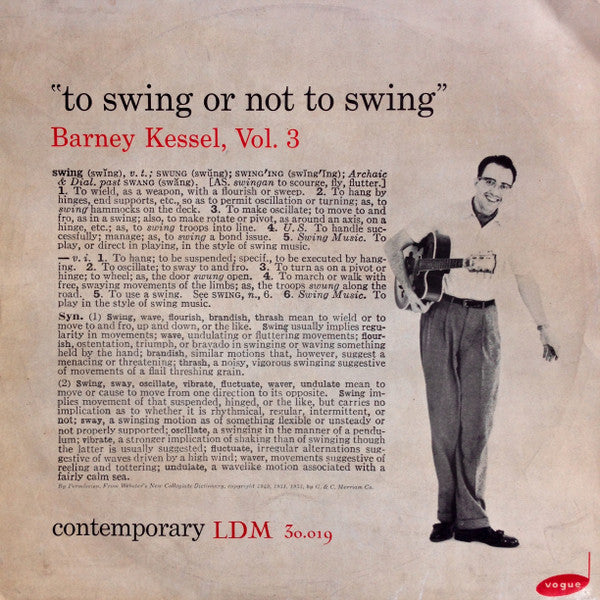 Barney Kessel : Vol. 3, To Swing Or Not To Swing (LP, Album, Mono)