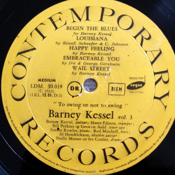 Barney Kessel : Vol. 3, To Swing Or Not To Swing (LP, Album, Mono)