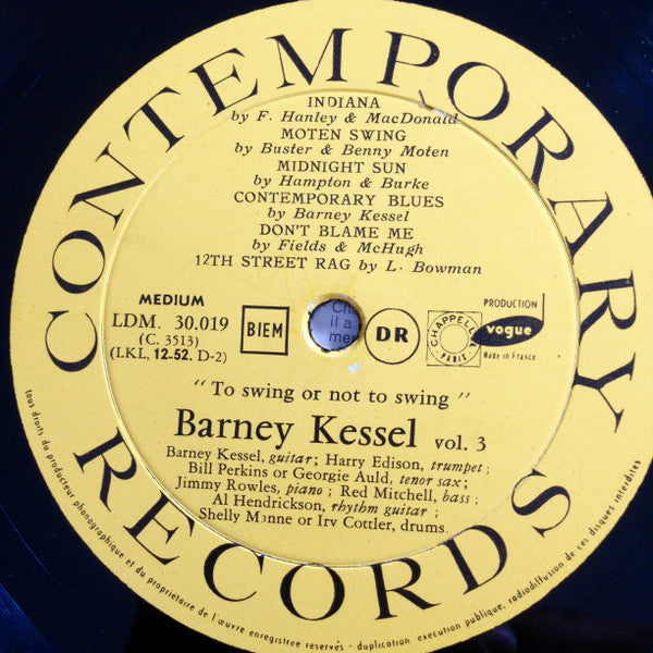 Barney Kessel : Vol. 3, To Swing Or Not To Swing (LP, Album, Mono)