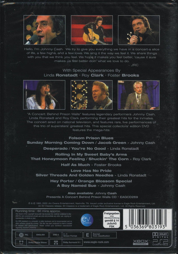 Johnny Cash Featuring Linda Ronstadt, Roy Clark, Foster Brooks : Presents A Concert Behind Prison Walls (DVD-V, PAL, Dol)
