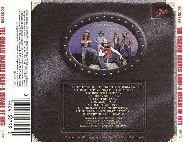 The Charlie Daniels Band : A Decade Of Hits (CD, Comp, RE)