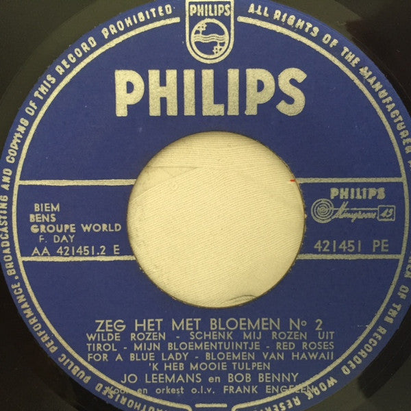 Jo Leemans, Bob Benny : Zeg Het Met Bloemen N° 2 (7", EP)