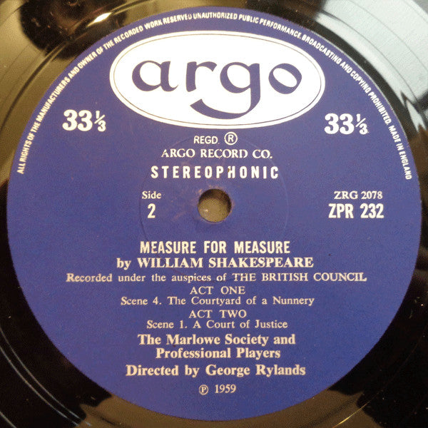 William Shakespeare : Measure For Measure (4xLP, RP + Box)