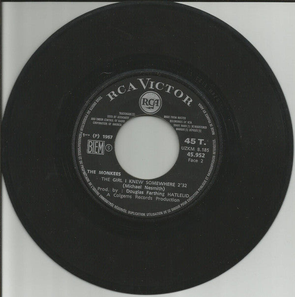 The Monkees : A Little Bit Me, A Little Bit You / The Girl I Knew Somewhere (7", Single, Mono)