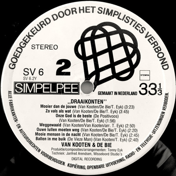 Het Simplisties Verbond = Van Kooten & De Bie : Draaikonten (De Zesde Langspeelplaat Van Het Simplisties Verbond) (LP, Album)