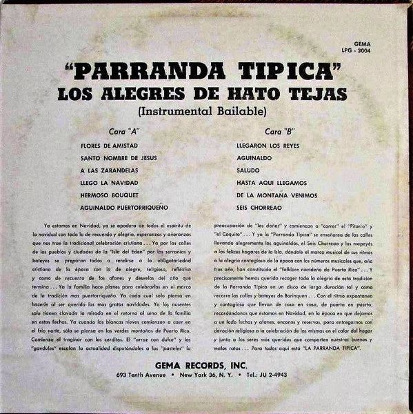 Los Alegres de Hato Tejas : Parranda Tipica (LP, Album)