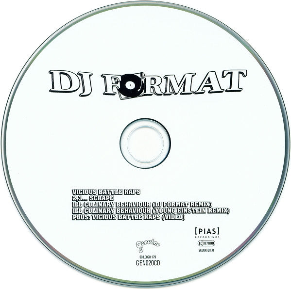DJ Format : Vicious Battle Raps / Ill Culinary Behaviour (Remixes) (CD, Enh, Promo)