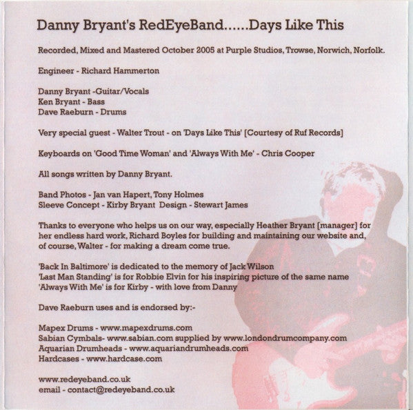 Danny Bryant's Redeyeband : Days Like This (CD, Album)