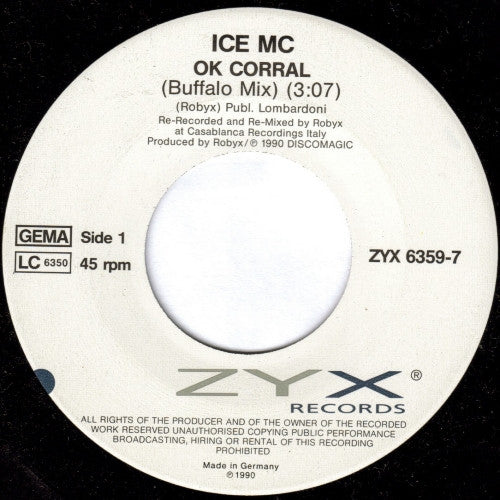 ICE MC : Ok Corral! (7", Single)