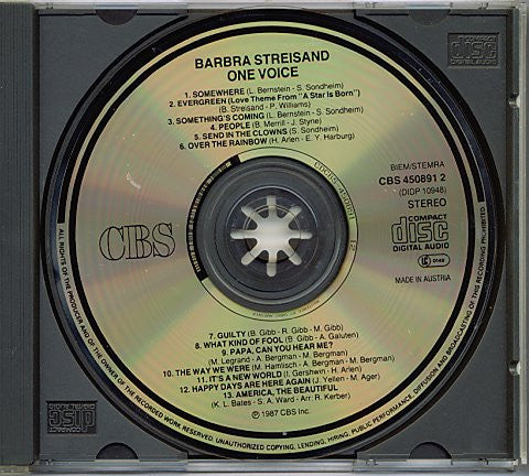 Barbra Streisand : One Voice (CD, Album)