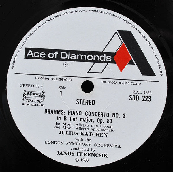 Johannes Brahms / Julius Katchen, London Symphony Orchestra, János Ferencsik : Piano Concerto No. 2 (LP, Album, RE)