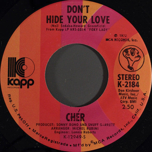 Cher : Don't Hide Your Love (7", Single)