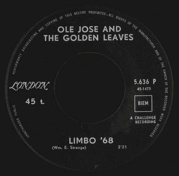 Ole Jose And The Golden Leaves : Tequila '68 (7", Single)