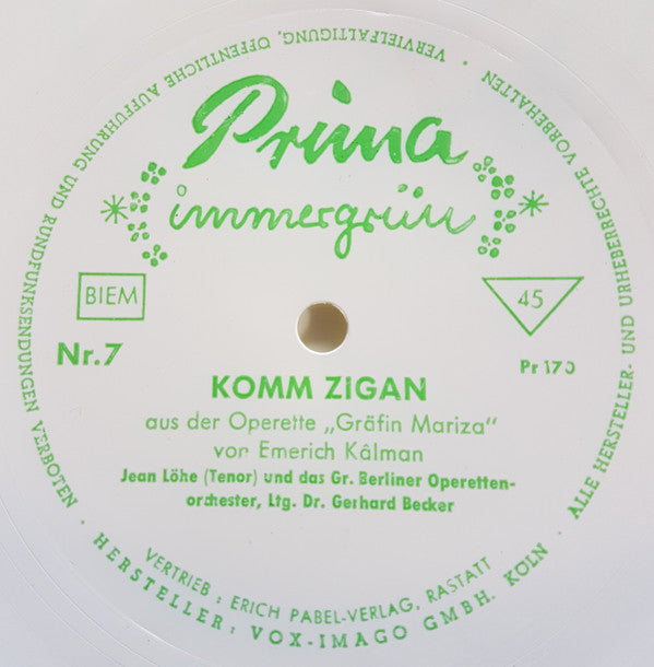 Jean Löhe : Komm Zigan  (Flexi, 7", S/Sided)