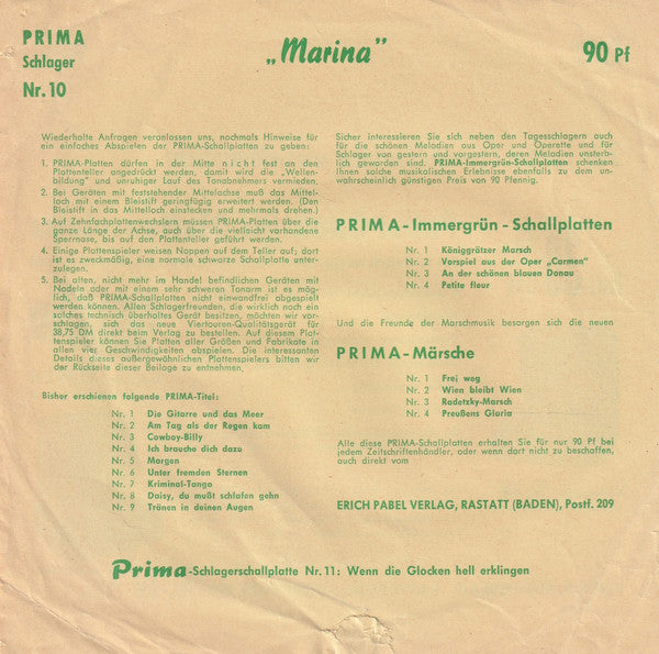 Renato Sambo : Marina (Flexi, 7", S/Sided)