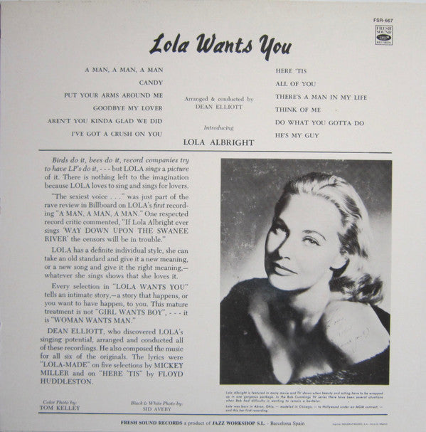 Lola Albright : Lola Wants You (LP, Album, RE)