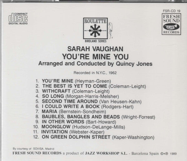Sarah Vaughan : You're Mine You (CD, Album)