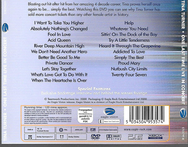Tina Turner : One Last Time Live In Concert (DVD-V, Multichannel, PAL)